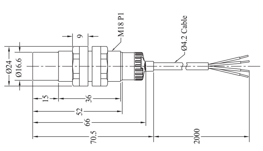 kc1820 kp2 riko capacitive proximity sensor dimension